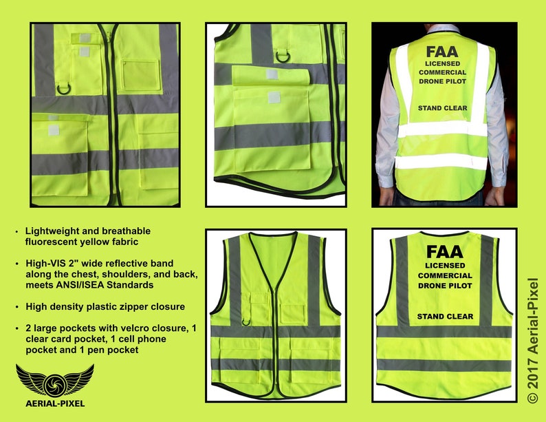 5 Pocket Hi-Visibility Safety Vest for FAA Registered Drone Pilots image 8