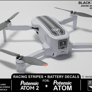 Potensic Atom 2 or Atom 1 Racing Stripes With Battery Decals Number #1-4 Sticker Skin