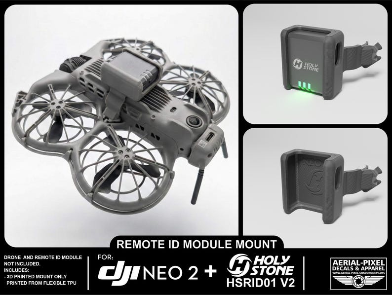 DJI Neo 2 Remote ID Mount for Holy Stone, Ruko, Potensic, Dronetag and ...