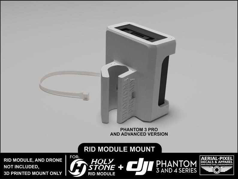 DJI Phantom 4 or 3 Series Holy Stone Remote ID Module Mount (RID Module ...