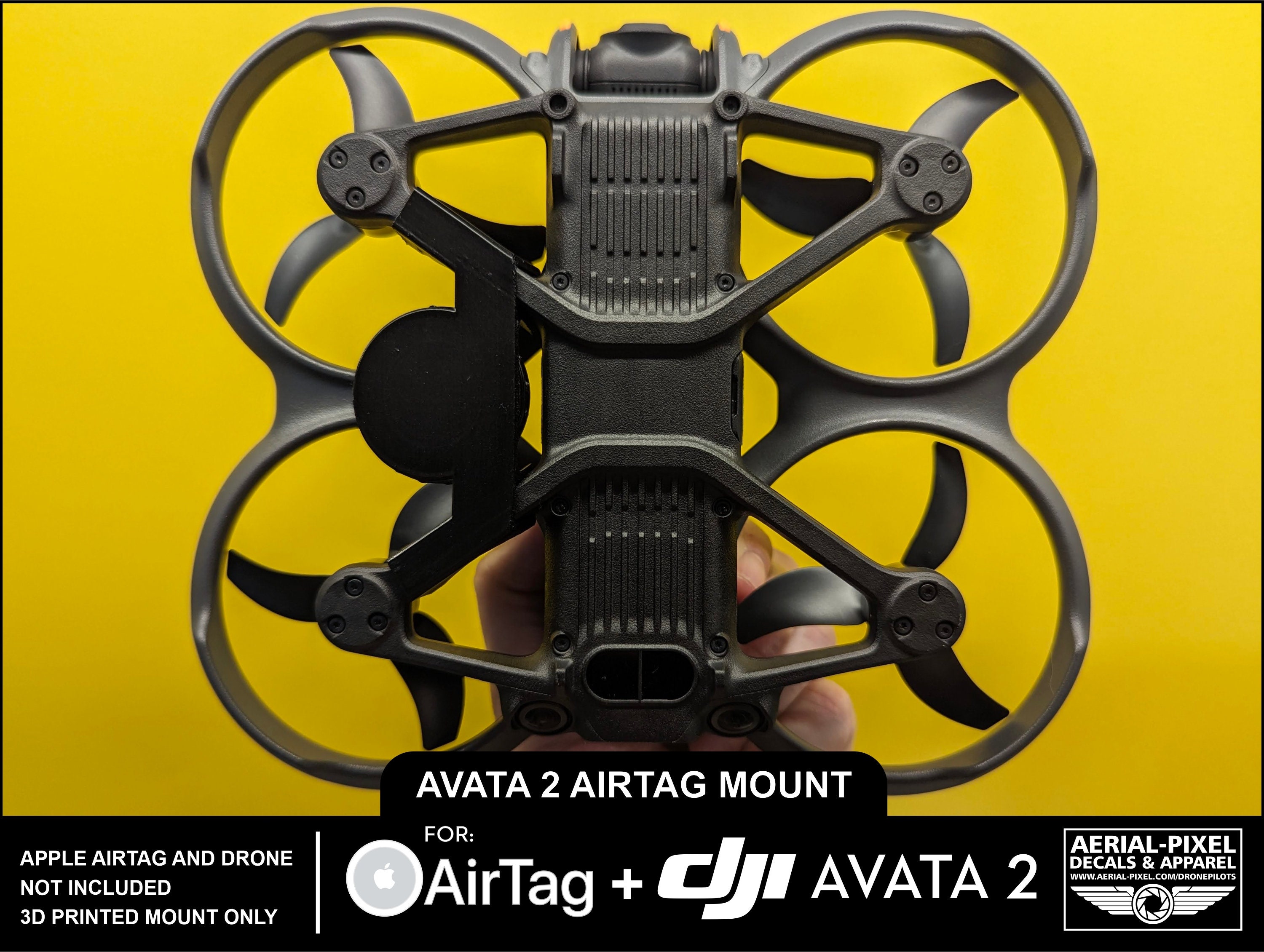 DJI Avata 2 Apple AirTag Mount - 3D Printed Polycarbonate DJI Avata 2 Apple AirTag Mount - 3D Printed Polycarbonate