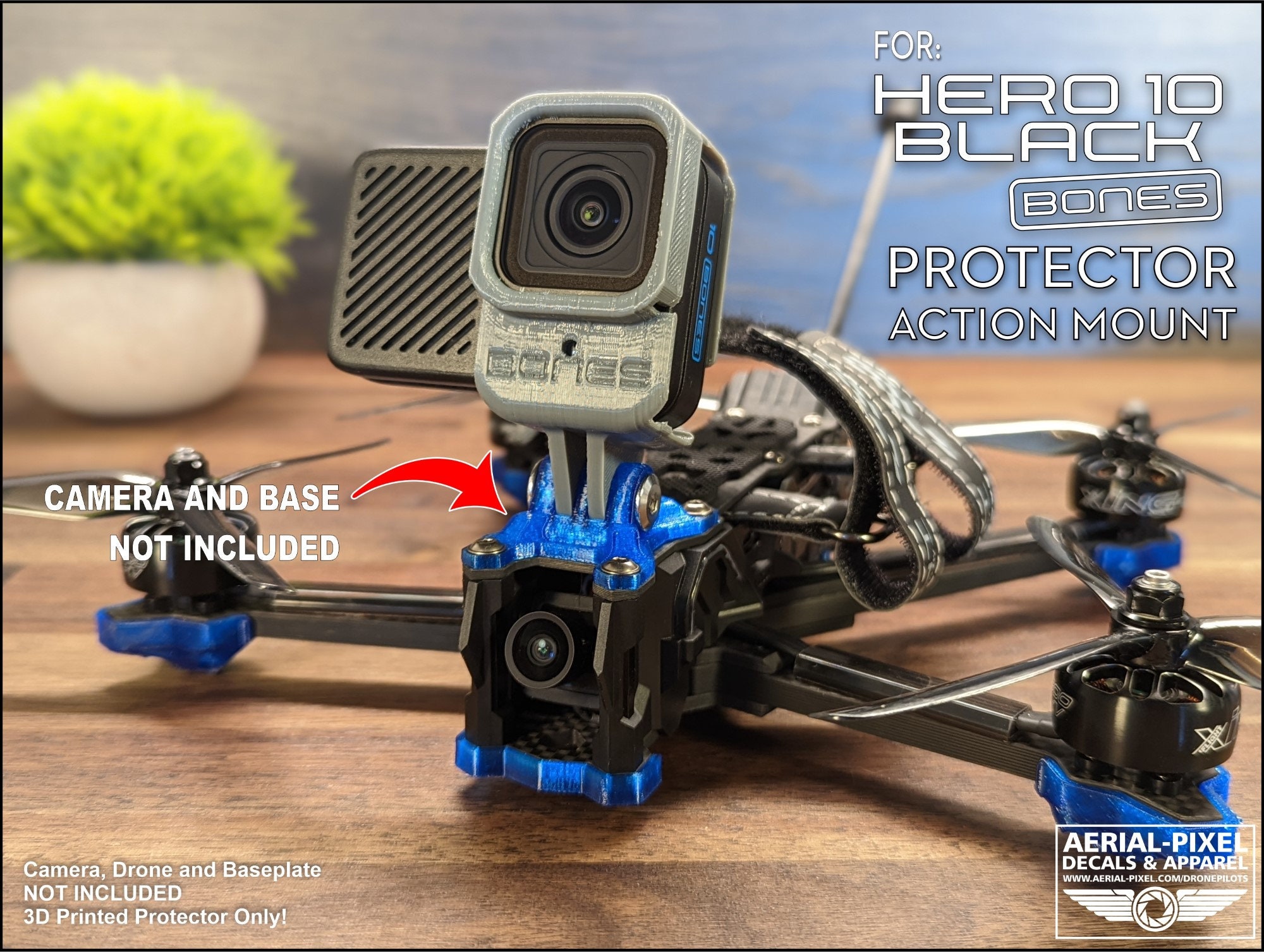 GoPro Hero 10 Black Bones TPU Protector Mount Impreso en 3D 8