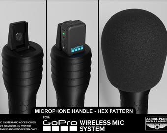 GoPro Wireless Mic System Traditional Microphone Grip Interview Handle and Foam Wind Muff