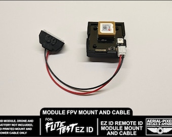 FPV Battery Strap Mount and Power Cable for Flite Test Ez Id Remote ID Module (Module Not Included)