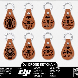 DJI Leather Key Chains - Choose from Avata, Avata 2, Mavic 3, Mavic 3 Pro, Mini 4 Pro, Mini 3 Pro, Air 3 and Air 2S