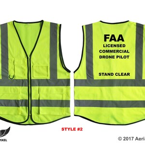 5 Pocket Hi-Visibility Safety Vest for FAA Registered Drone Pilots Style 2