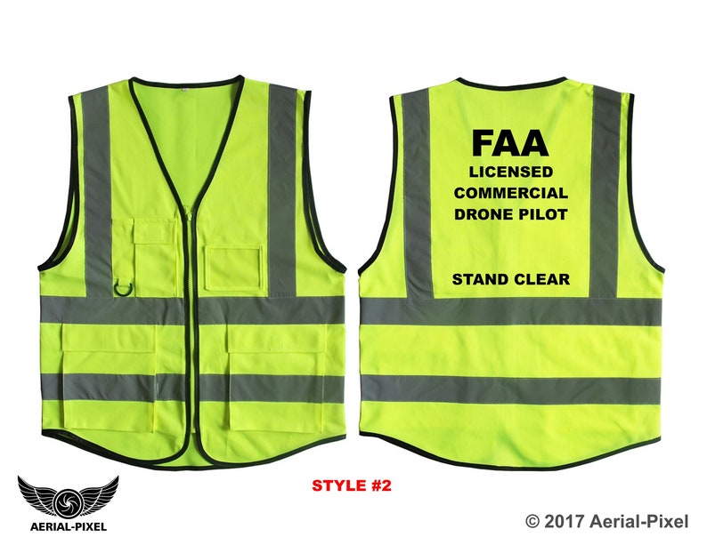 5 Pocket Hi-Visibility Safety Vest for FAA Registered Drone Pilots Style 2