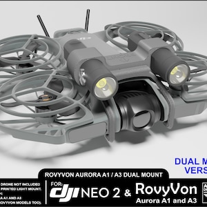 DJI Neo 2 Tool-Less Flashlight Mount for RovyVon Aurora A1 and A3 Lights (Flashlight Not Included)
