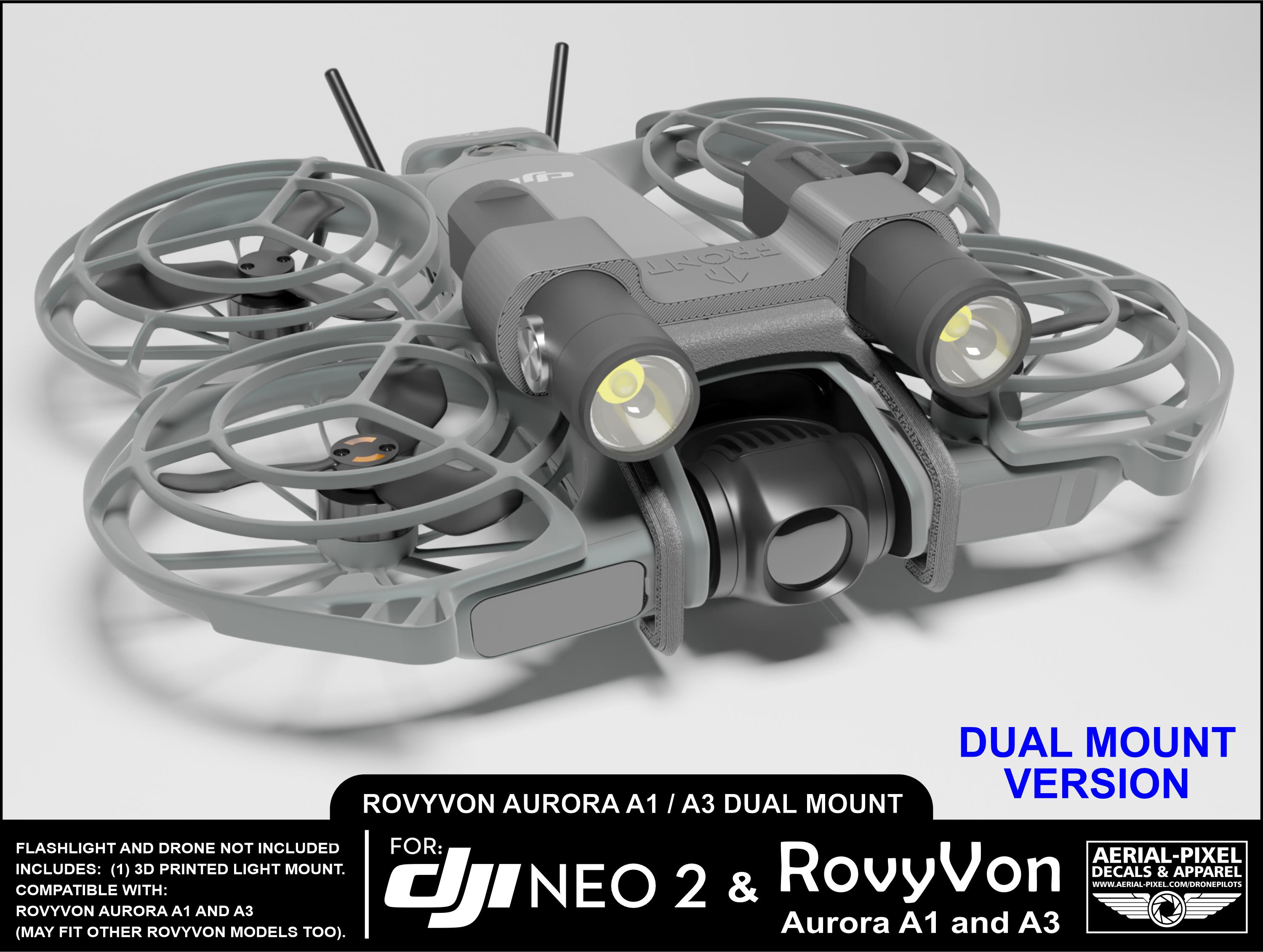 DJI Neo 2 Tool-less Flashlight Mount for Rovyvon Aurora A1 and A3