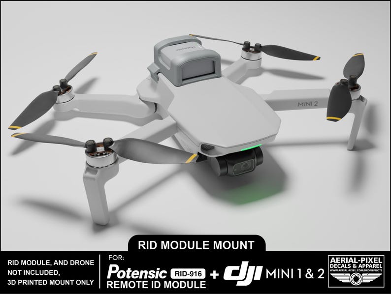 DJI Mini 1 and 2 Potensic RID-916 Remote ID Module Mount (module Not ...