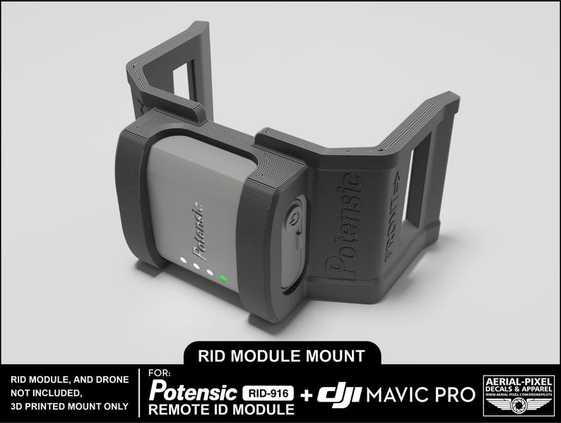 DJI Mavic Pro and Pro Platinum Potensic RID-916 Remote ID Module Mount ...