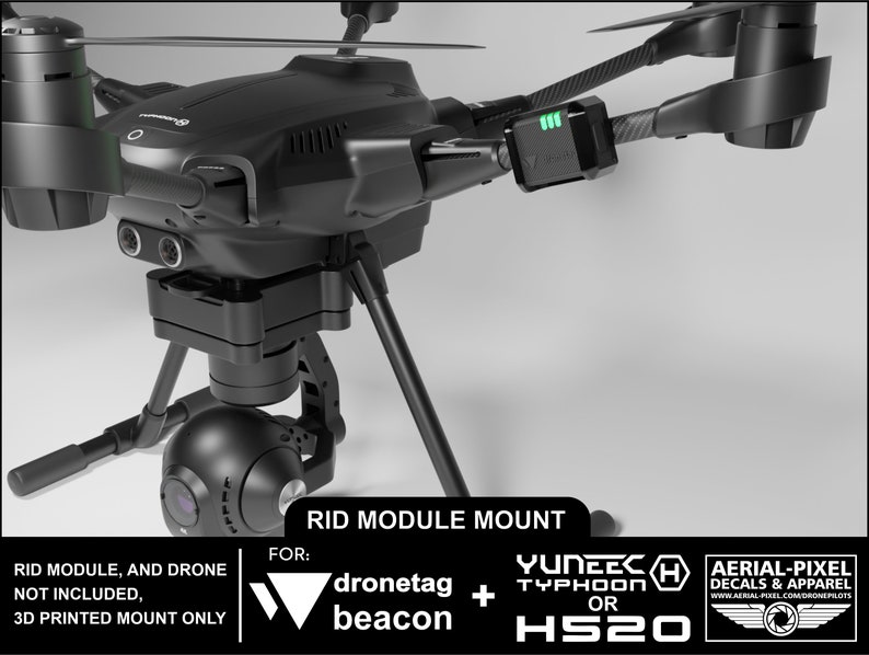 Yuneec Typhoon H or H520 Dronetag Beacon Remote ID Module Mount (RID ...