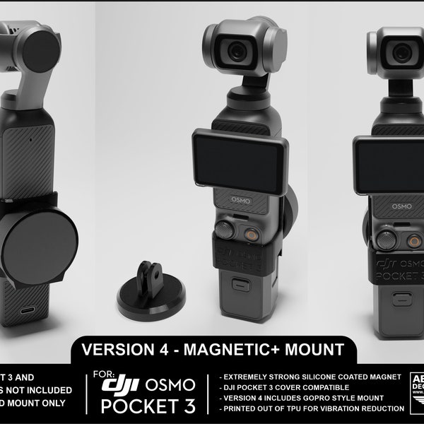 DJI OSMO Pocket 3 Magnetic and GoPro Style Mounts (Other Accessories Not Included)
