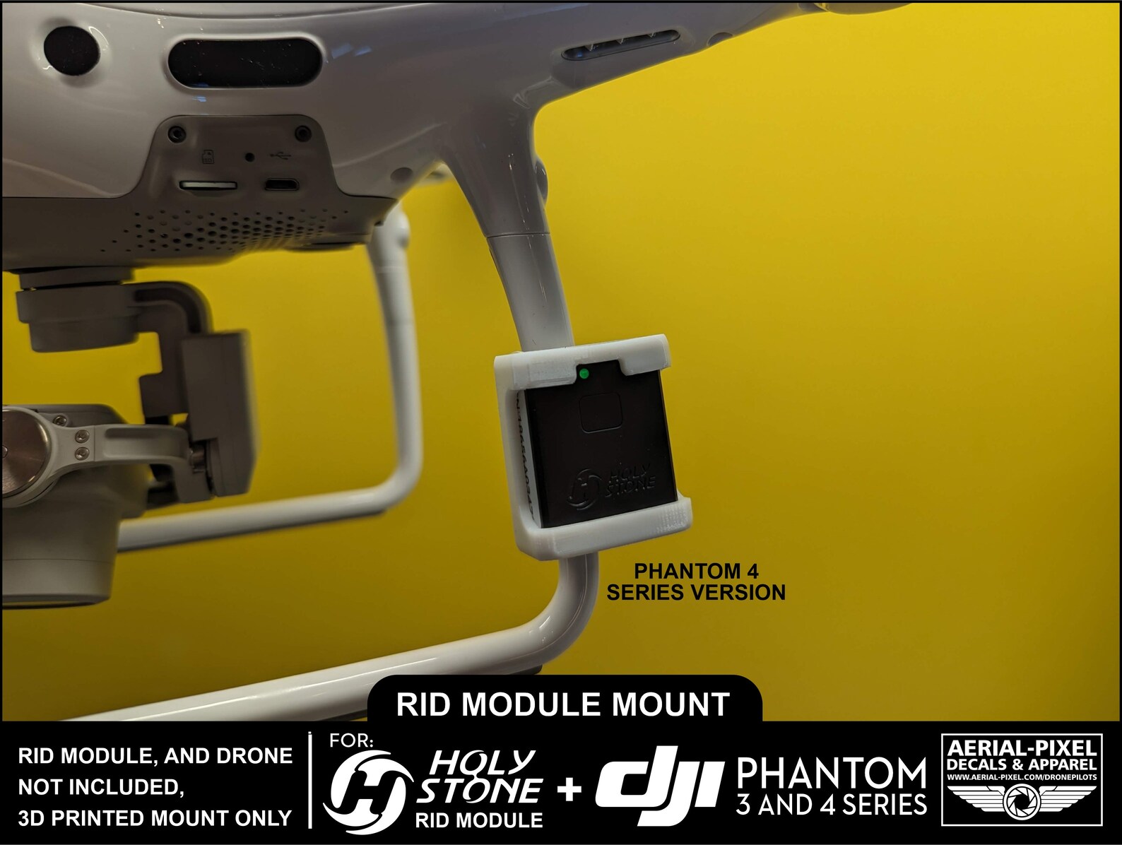 DJI Phantom 4 or 3 Series Holy Stone Remote ID Module Mount (RID Module ...