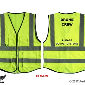 5 Pocket Hi-Visibility Safety Vest for FAA Registered Drone Pilots Style 6