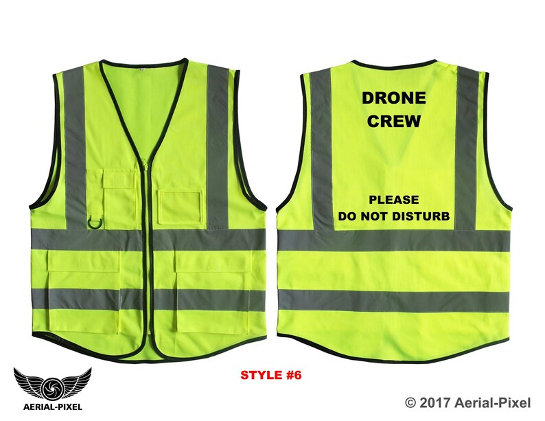 5 Pocket Hi-Visibility Safety Vest for FAA Registered Drone Pilots Style 6