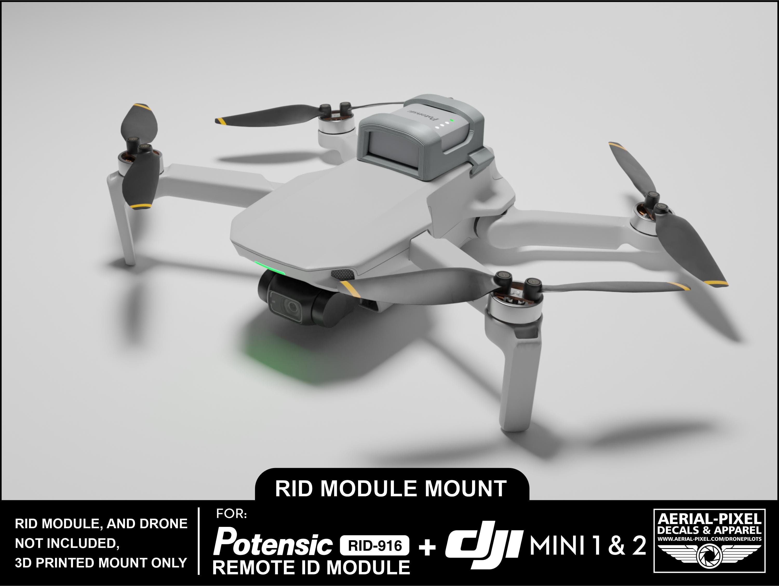 DJI Mini 1 and 2 Potensic RID-916 Remote ID Module Mount (module 