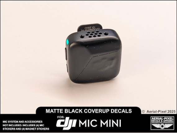 Professional Matte Black Logo Concealment Film for DJI Mic 3, Mic