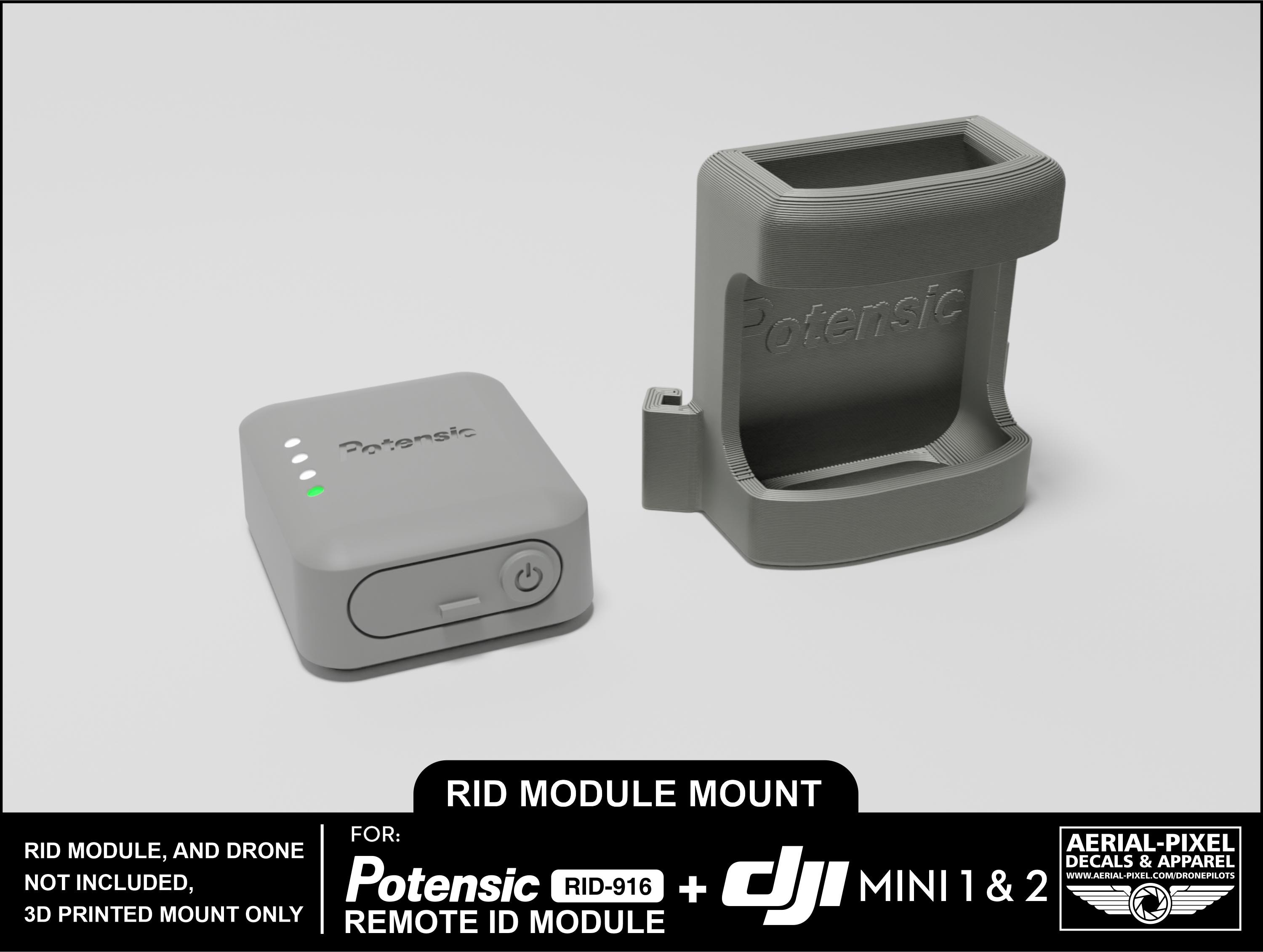 DJI Mini 1 and 2 Potensic RID-916 Remote ID Module Mount (module 