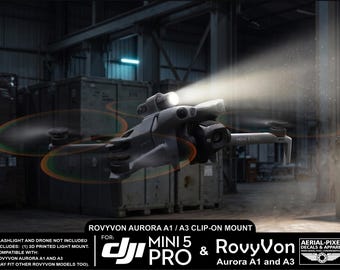 DJI Mini 5 Pro Tool-Less Flashlight Mount for RovyVon Aurora A1 and A3 Lights (Flashlight Not Included)