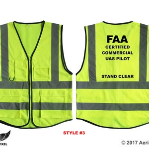 5 Pocket Hi-Visibility Safety Vest for FAA Registered Drone Pilots Style 3