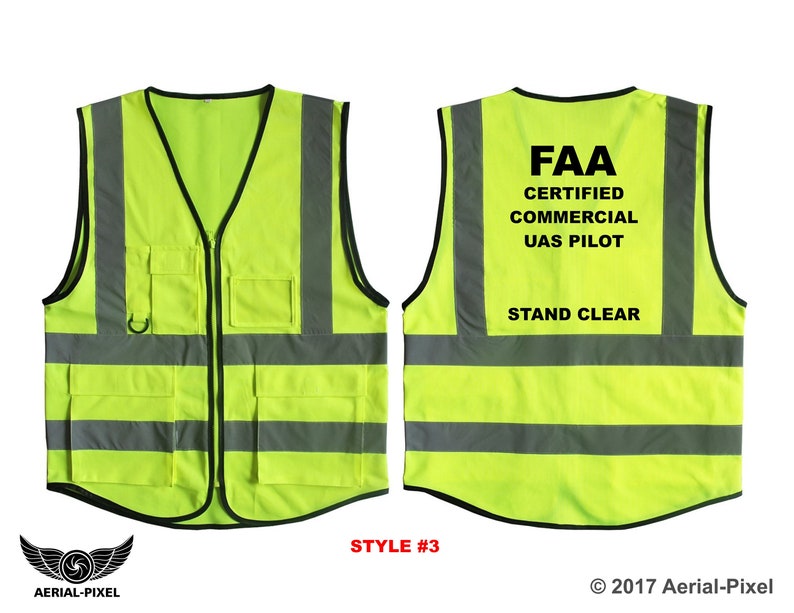 5 Pocket Hi-Visibility Safety Vest for FAA Registered Drone Pilots Style 3