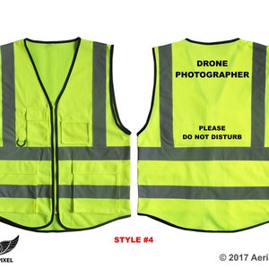 5 Pocket Hi-Visibility Safety Vest for FAA Registered Drone Pilots Style 4