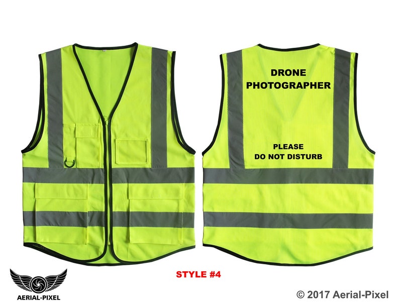 5 Pocket Hi-Visibility Safety Vest for FAA Registered Drone Pilots Style 4