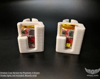 Phantom 4 and Phantom 3 Series LED Strobe Light Mount for STROBON Cree, Flytron and Firehouse Technology Flexible 3D Printed