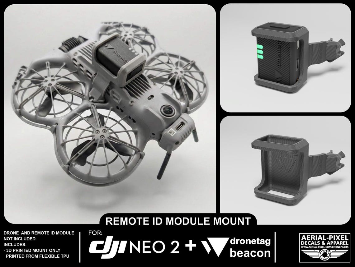 DJI Neo 2 Remote ID Mount for Holy Stone, Ruko, Potensic, Dronetag and ...