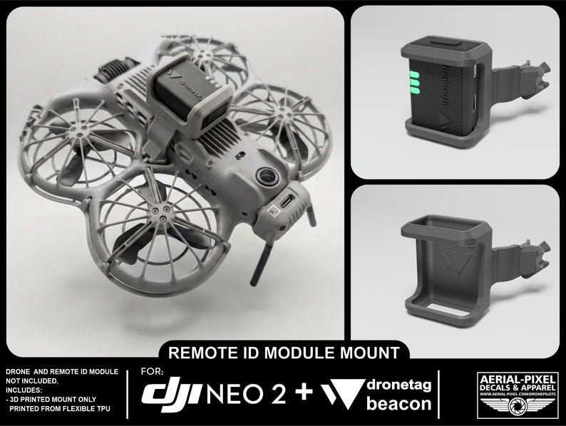 DJI Neo 2 Remote ID Mount for Holy Stone, Ruko, Potensic, Dronetag and ...