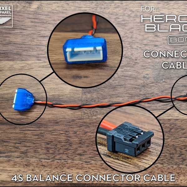 GoPro Hero 10 Black Bones 2S, 3S, 4S, or 6S LiPo Balance Lead Power Connector Cable 6" Long