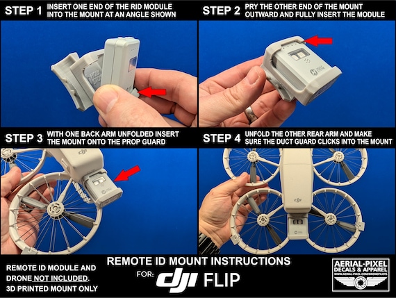 DJI Flip Remote ID Module Mount for Holy Stone, Ruko, Dronetag