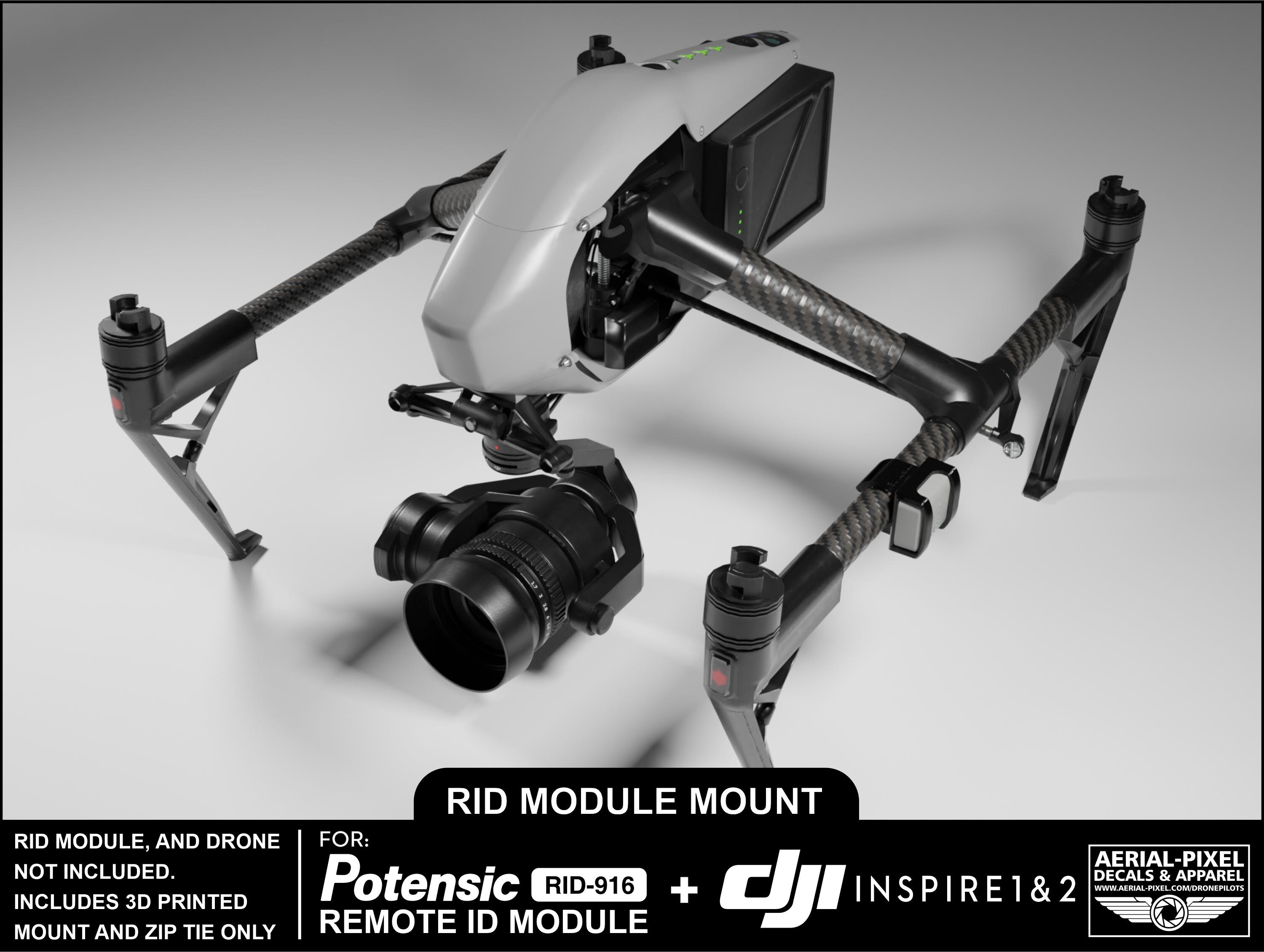 DJI Inspire 1 and 2 Potensic RID-916 Remote ID Module Mount (potensic ...