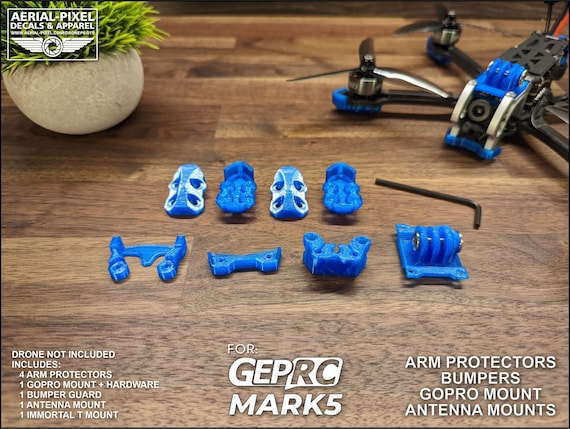 collection of colorful 3D printed TPU drone parts antenna mounts camera mounts