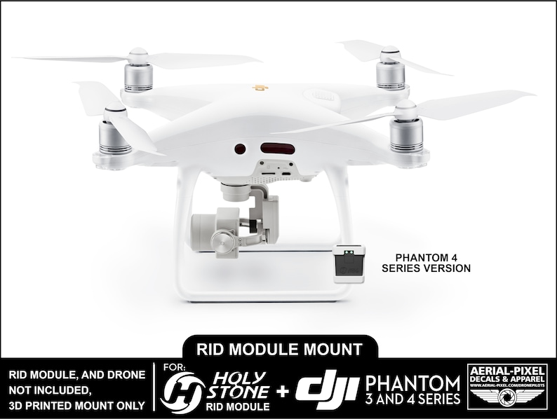 DJI Phantom 4 or 3 Series Holy Stone Remote ID Module Mount (RID Module ...