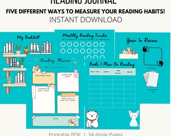 Reading Journal, Reading Journal Printable, 20 pages