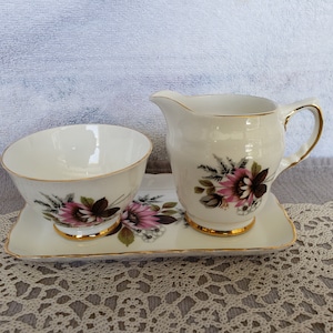 Royal Trent cream pitcher sugar bowl with tray, vintage creamer and sugar bowl, hostess cream pitcher and sugar bowl