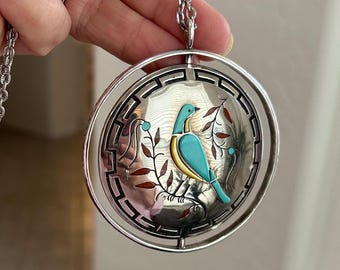MYSTERIOUS VINTAGE NAVAJO DUEL SIDED TURQUOISE CORAL SILVER TOOLED NECKLACE MYSTERIOUS VINTAGE NAVAJO DUEL SIDED TURQUOISE CORAL SILVER TOOLED NECKLACE