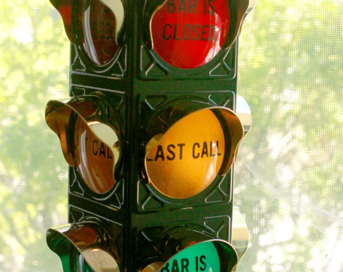 Vintage Traffic Signal Stoplight Bar is Open, Bar is Closed, Last Call