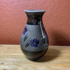 Tonala Blue Gray Vase, Small Mexican Pottery Vase, Mexican Art Vase, Tonala Floral Vase, Gray Tonala Vase