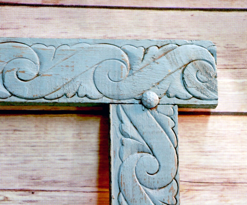 Turquoise Picture Frame With Tacks Rustic Hand Painted Etsy