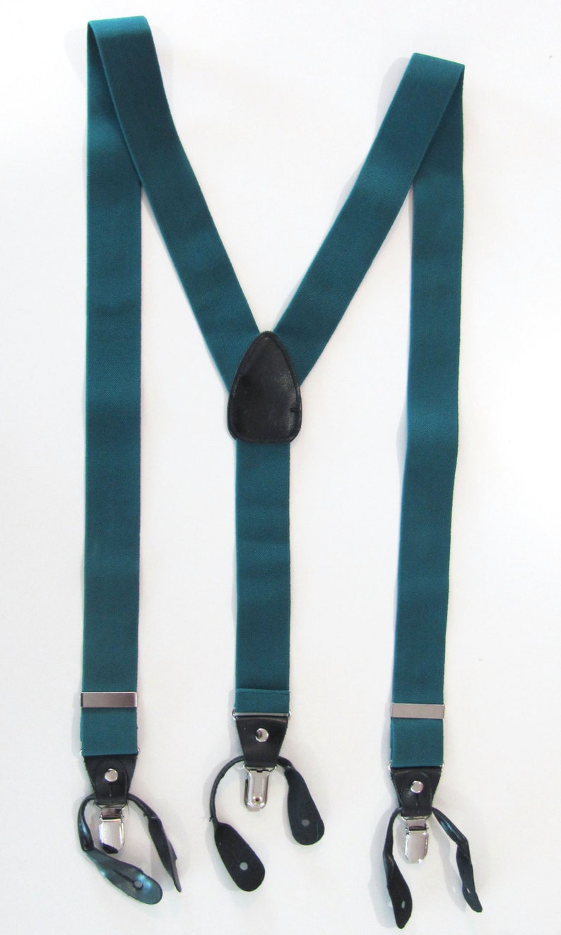 Mens Suspenders. Teal Green Peacock Green Combination Etsy