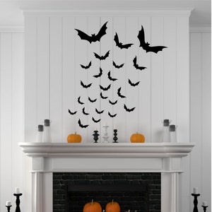 24 Halloween Decorations Bats Flying Bats Halloween Decor Halloween Wall Decals Halloween Party  Vinyl Decals Halloween Stickers