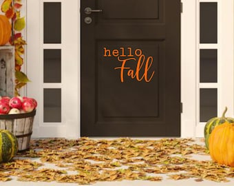 Hello Fall-Happy Thanksgiving Decal, Wall Decal, Vinyl Wall Decal, Thanksgiving Decal, Thanksgiving Decor, Holiday Decal