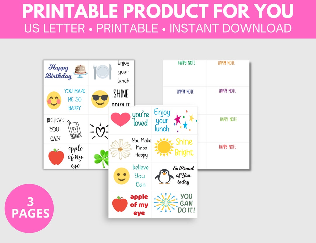 Cheerful Lunch Box Notes Printables - Spread Happiness With Kids' Happy ...