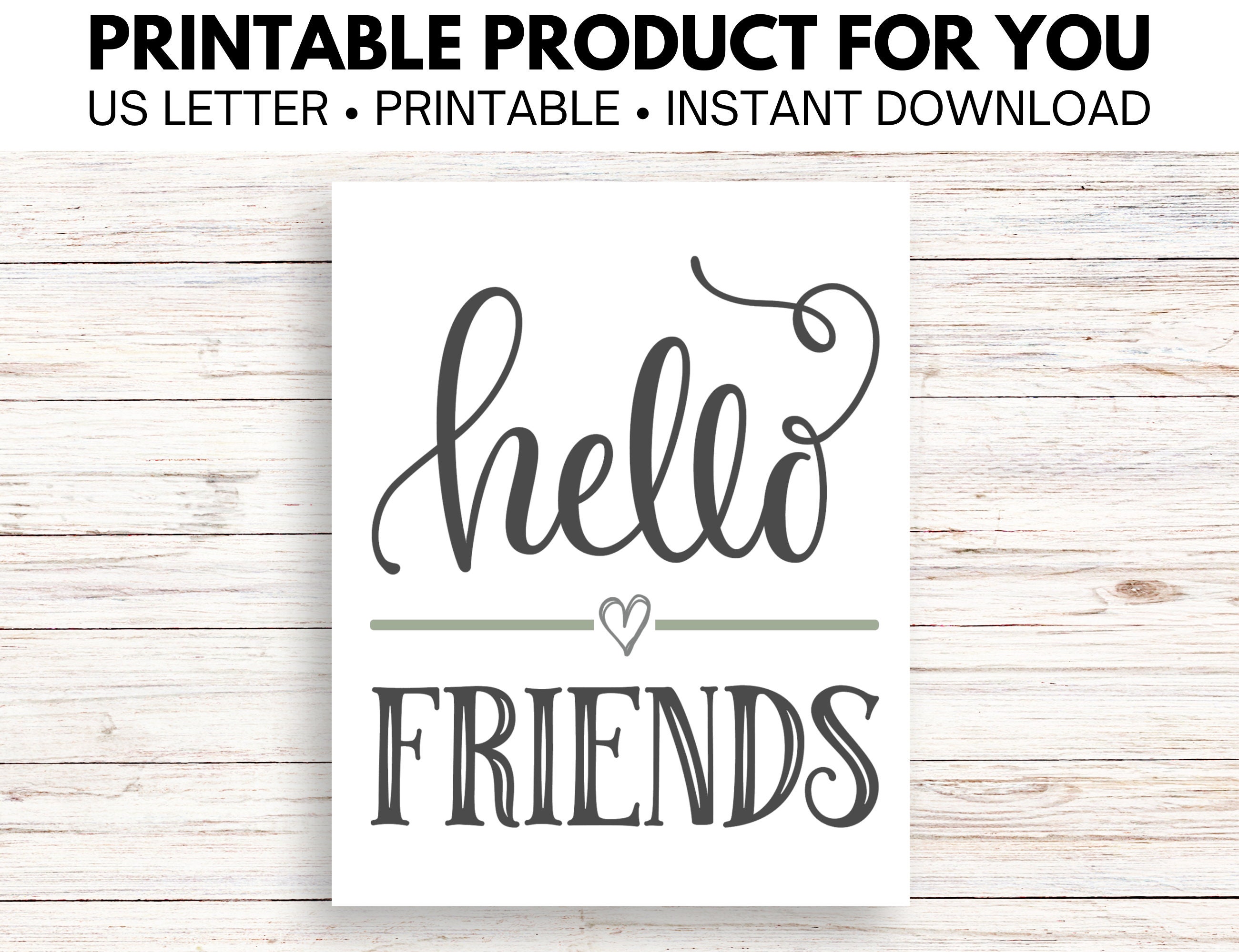 Hello Friends Sign - Printable Wall Art for Home Decor, Instant ...