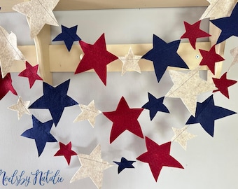 Primitive Felt Star Garland/Americana Patriotic Garland/USA