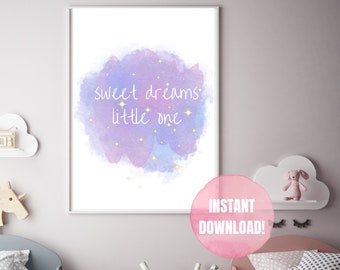 Arte infantil "Dulces sueños": Impresión en acuarela "Empoderamiento de la hija" (Descarga digital)