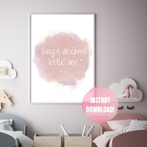 Sweet Dreams Little One Art, Kids Motivational Quote Poster, Dream Big Nursery Printable, Newborn Room Decor, Child Empowerment Wall Decor